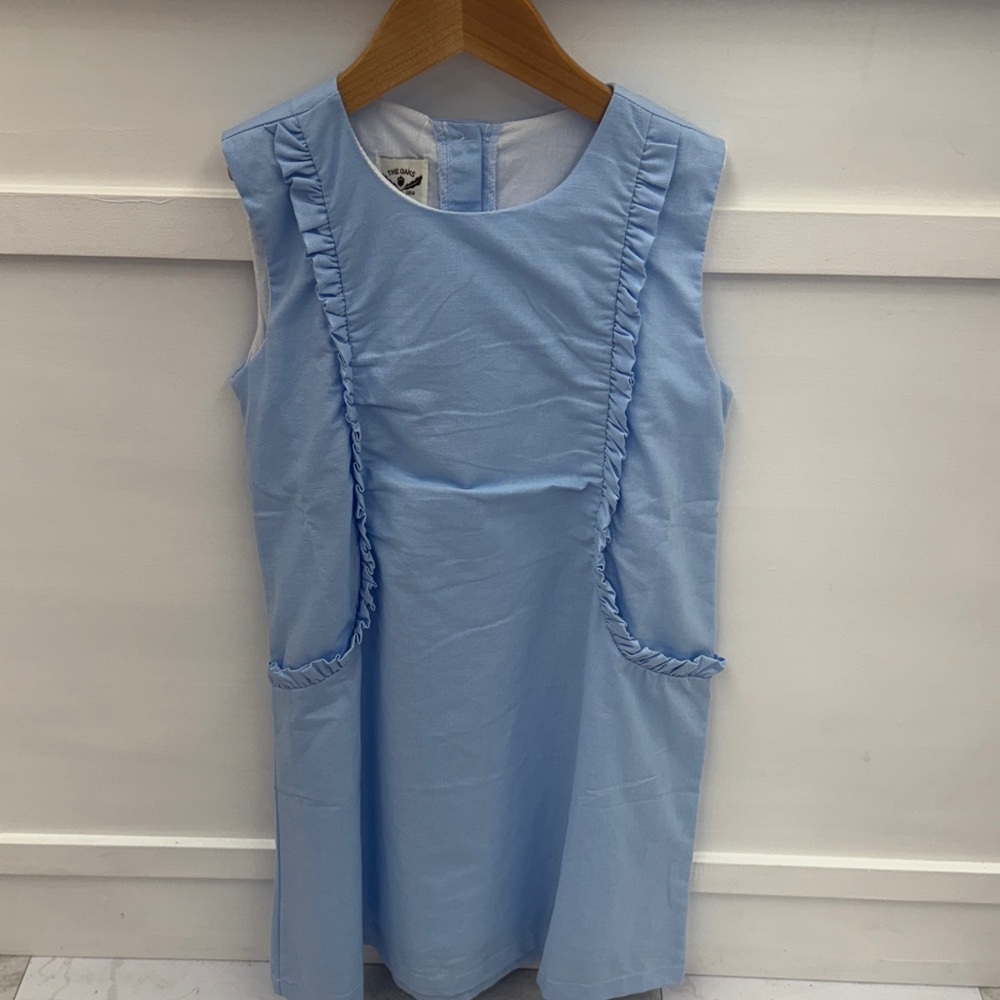100% Linen The Oaks Light Blue Sleeveless Kids Dress